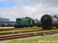 Pictured working the "Roslin Enterprises" site in St. Marys, LDSX 904 (nee MPVX nee Repulic Steel SW900) works the site shuffling tank cars of used oils that are basically shipped to Louisiana to be refined. What does Roslin take as waste? Think restaurants and fast food company waste. I worked at McDonalds as a teenager and I was one of the people who happily cleaned the grease trap. All that grease has to be recycled somewhere and tank cars of this is shipped daily to be refined into thins like biodiesel. Any biological fats and oils. 904 has been at this site a few years now and it was nice of the Lambton folks to paint it in their corporate green scheme for the customer.
<br><br>
For those who will get the reference, here's a Simpsons clip to emphasize how valuable restaurant grease actually is: https://www.youtube.com/watch?v=dt-o7J53o6s



