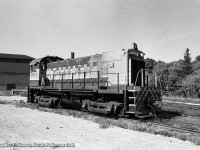 CPR MLW S11 6615 is assigned to the Guelph yard job, seen parked downtown on the former ramp track.

<br><br><i>Original Photographer Unknown, Jacob Patterson Collection Negative.</i>
