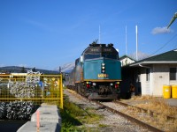 <b> Tucked away until the next run </b> <br>
VIA 6441 is on the point of VIA 006 The Skeena that I arrived in Jasper on from Prince George, BC earlier on this beautiful September 15th afternoon. <br>
After spending a couple of days in Jasper, I will reboard this same consist for the return trip to Prince George and ultimately Prince Rupert, BC as train VIA 005 The Skeena. <br>
One unit, one baggage car, one economy coach, and one Park car made for a nice size train. <br>
The head end crew and on-board staff on both directions of the journey were fabulous. Lots of interaction with passengers, and always willing to chat.