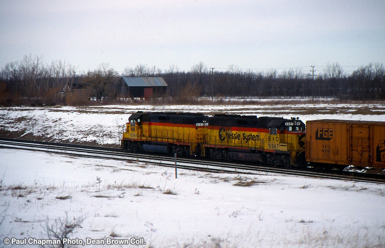 WM GP40 6261 and B&O GP40 6547 through Welland, ON