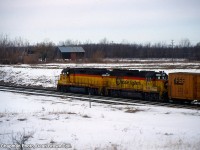 WM GP40 6261 and B&O GP40 6547 through Welland, ON