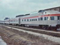 <br>
<br>
Ex CP Rail Kokanee Park is charge of the Markers - that missing drumhead denotes this is early VIA year(s).
<br>
<br>
Trailing shot of:
<br>
<br>
     <a href="http://www.railpictures.ca/?attachment_id=  57532 "> stripes !  </a>
<br>
<br>
The view from the CP Rail Galt Sub, where CP Rail daily  #11 & #12  The Canadian operated daily for 23 years, March 10, 1979 Kodachrome by S.Danko.
<br>
<br>
VIA Rail #1 power: ex CP Rail  FP9A #1413; ex CP Rail  F9B #1965; leased CP Rail  RS-10s #8576 in Script.
<br>
<br>
NOTE:   VIA Rail #1 & 2 were Daily.
<br>
<br>
sdfourty

