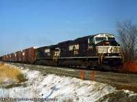 NS 328 with NS SD70M 2600 and NS C40-9W 9595 seen at Netherby.