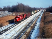 CP SD40-2 5673 and CP M630 4571 seen on a northbound through Brookfield.