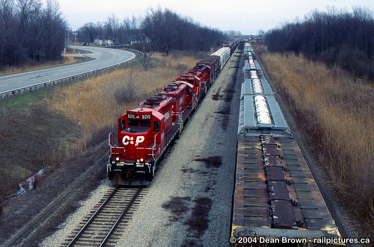CP Job 3 with four GP9u returning from CN Southern Yard heading back to Welland.