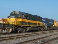 ONT 1730 basks in the late evening light in front of the Englehart Station. It is showing off its "heritage" paint scheme in the attractive paint that it wore when first delivered.