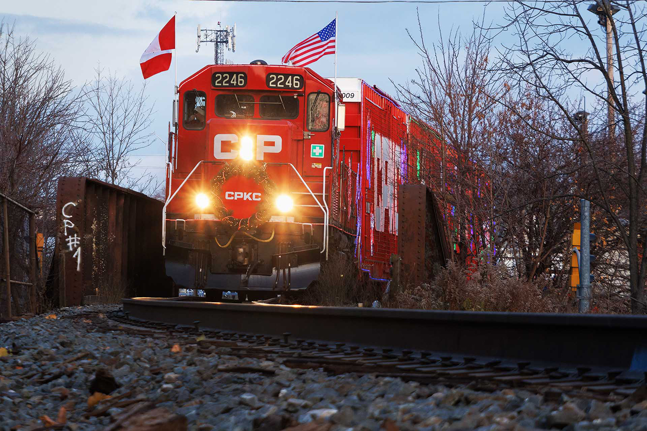 The band is playing, the crew takes a break...in their Santa hats as another Christmas tradition plays out in Galt.