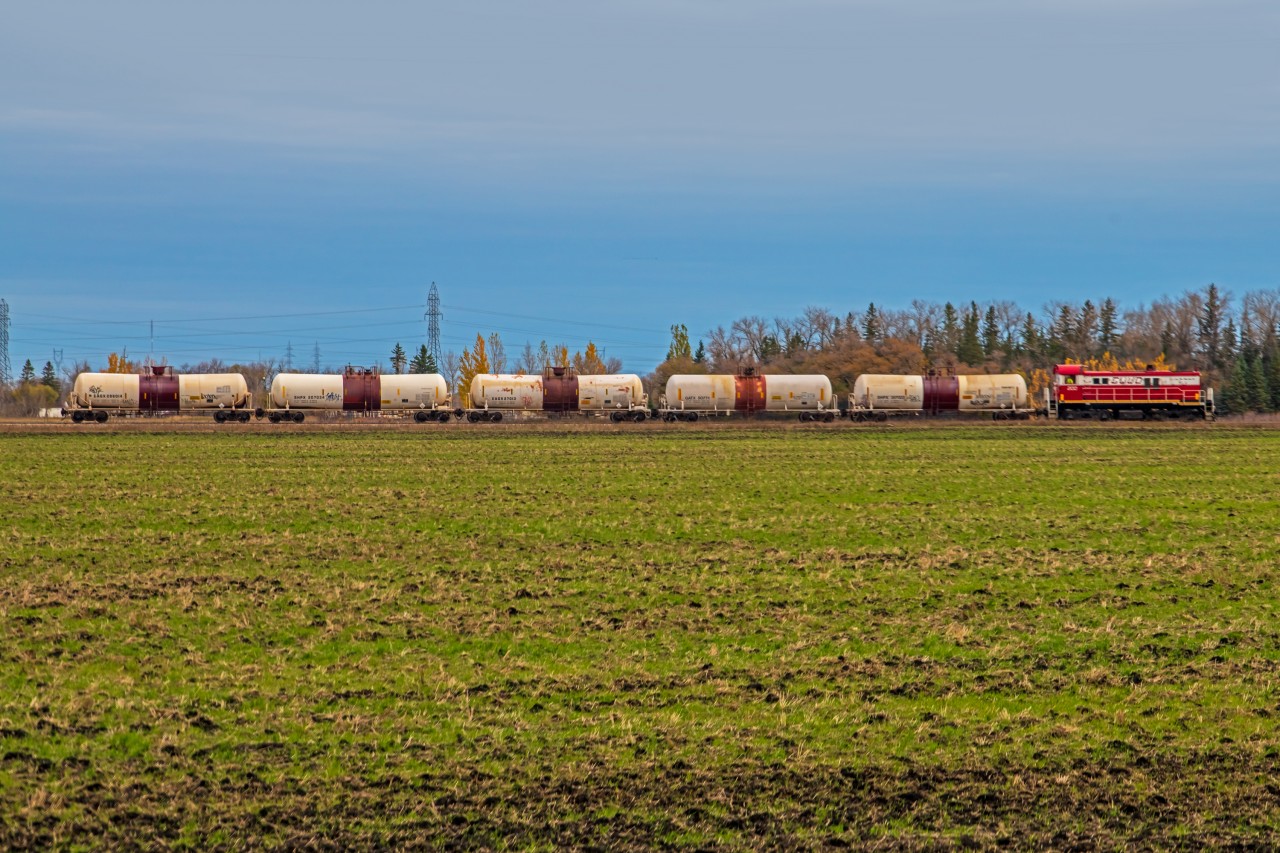 The Greater Winnipeg Water District 200 making their way to the treatment plant just East of Winnipeg to switch cars out.