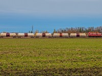 The Greater Winnipeg Water District 200 making their way to the treatment plant just East of Winnipeg to switch cars out.