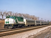 GO 709 is in Scarborough, Ontario on March 23, 1982.