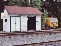 <br>
<br>
Central Station
<br>
<br>
Served twice daily, one north / one south,  by the BCR Budd Cars
<br>
<br>
Jigger #CC 722 awaits call for duty
<br>
<br>
at Garibaldi B.C. May 15, 1980 Kodachrome by S. Danko
<br>
<br>

