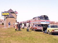 Not exactly a 'crowd', but at least a few people showed up to greet the very first AMTK Maple Leaf from Toronto to New York City on a fine April morning. Power is #344