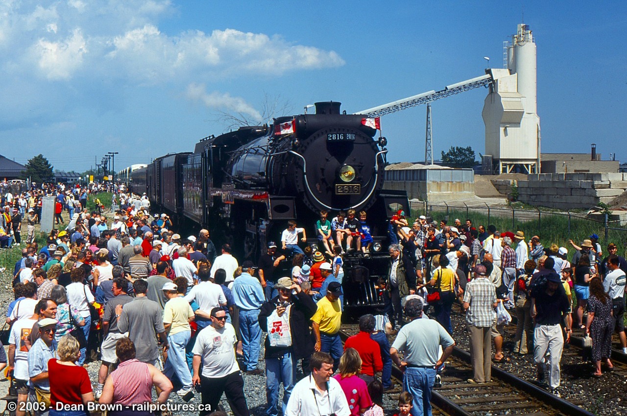 CPR 2816 was on a GO Steam Train Exursion from Toronto Union Station to Guelph Junction and return. They stopped at Milton GO station for everyone to get off the train and take photos, then boarded back on to continue the excursion.