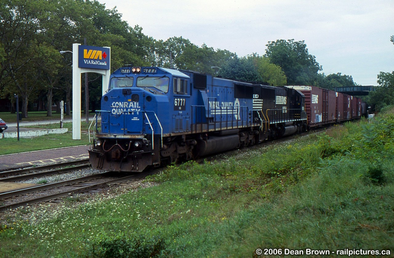 NS 327-29 with NS SD60M 6777 and NS SD60 through St. Catharines.