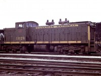 CN 1028, the last unit from CN's first order of GMD-1s 1000-1028, is pictured at Symington Yard in Winnipeg, Manitoba on September 26, 1971.  Built in October 1958, the unit is classed GR-12m. 