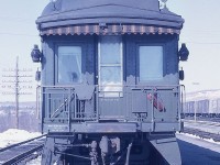 CN Business Car 89 arrived in Capreol that morning and was put away in the storage tracks just west of the station.  The markers and flagging kit were left in place by the inbound crew. 