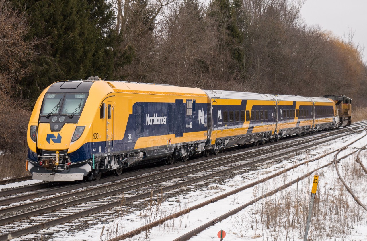 The first Northlander passenger set is pictured passing through Copetown on CN P276. The train would tie down at Aldershot due to a work block on the Oakville Subdivision over the weekend.  There will be 3 total trainsets for the ONR to bring back the Northern passenger service that was cancelled over a decade ago.