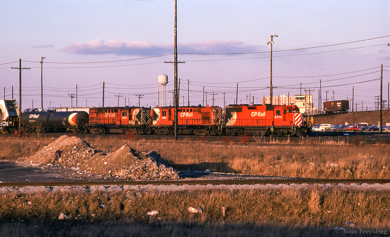 A westbound freight behind a GP35 and a pair of RS10s prepares to depart Agincourt Yard.

Scan and editing by Jacob Patterson.