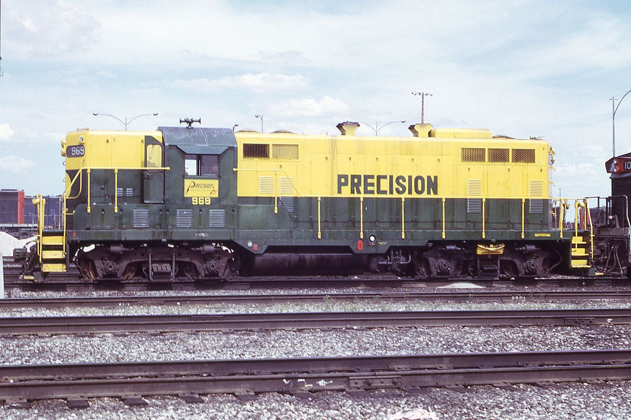 Precision National Company GP7 969, built in 1953 for the DT&I as their 969 is shown at CN's Symington Yard in Winnipeg, MB on August 27, 1972.