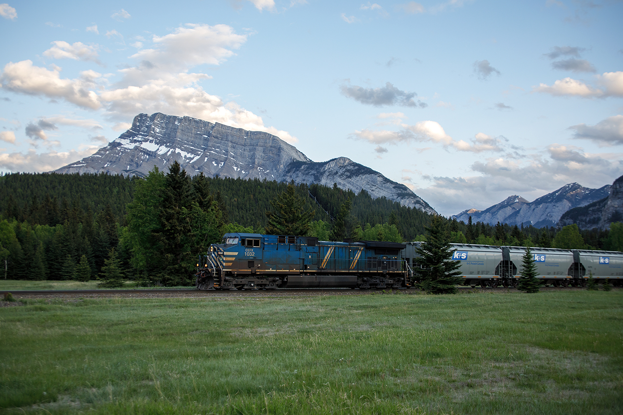 Mt Rundle is in the background as an empty K&S potash train heads east. There really is nothing like the drive west from Calgary, and imagining it in the 1880s. That they built this road by hand....in 4 years. There is nothing but awe at the accomplishment......and 150 miles of scenery that will take your breath away.