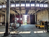 <br>
<br>
The ex CNoR Hanna roundhouse constructed 1913.
<br>
<br>
Worthwhile viz railway architecture.
<br>
<br>
Operational turntable visible beyond the original locomotive stall doors.
<br>
<br>
At Hanna, Alberta June 16, 2025 digital by S.Danko.
<br>
<br>
Noteworthy
<br>
<br>
VIA CN Budd car service terminated 1981. 
<br>
<br>
December 10 2008: the last through train Saskatoon to Calgary - Rosetown, Oyen, Drumheller Subs – stopped at Hanna, the former division point.
<br>
<br>
sdfourty