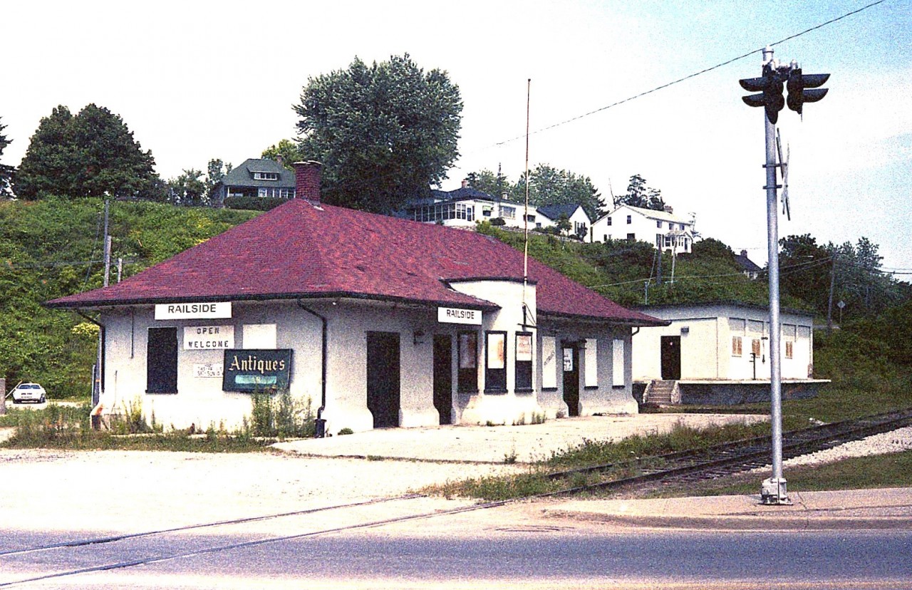The old CN station at Port Stanley really hasn't changed very much over the years.  In this image, taken in 1982, about 10 years or so before the start-up of todays Port Stanley Terminal Railroad, the structure served as 'Railside' Antiques, and already looks as if the dealers have closed up shop.