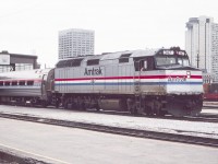 I almost did not take this photo in August of 1984, given the Maple Leaf and other Amtrak trains went through my hometown of Lyons, NY, on Conrail between Rochester and Syracuse. I probably took the photo because I liked the Toronto Harbor Castle Hilton in the background just above the departing 347. In any case today F40PH's are mostly history, and the Amfleet cars are on borrowed time with new equipment coming in.