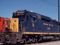 Chesapeake and Ohio GP30, 3040, rests at CP's Agincourt Yard, Toronto, Ontario on September 6, 1976.  These were great train watching days with plenty of variety.