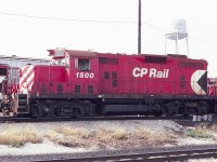 Another shot from that August 1983 visit to Agincourt Yard shows CP 1500, a GP-7u rebuild (the series was 1500-1511). Nice old action red paint scheme and note the Canadian Pacific water tower in the background. The internet says that the rebuilds occurred between 1980 and 1984 with the 1500 getting done in 1980.