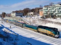 VIA 624 from Ottawa has a rather mixed up consist as it prepares to pass Turcot Ouest.