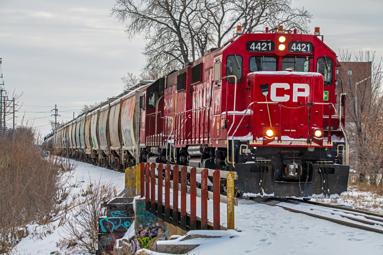 Crossing Omands Creek after switching cars out in the South end of Winnipeg