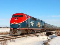 Amtrak "Maple Leaf" operating as V97 in Canada detouring on the freight only portion of the Halton Sub.. Bridge span replacement over Etobicoke Creek (Longbranch), Mile 9.81 on the Metrolinx owned portion of the Oakville Sub. necessitates the detours.