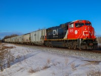 A fresh looking CN 8340 leads 161 grain empties across the Edson Sub. 

G 83453 18: CN 8340, CN 2800 – DP 1x1x0 – 161 cars