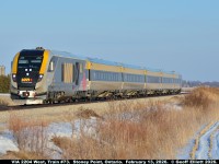 VIA Train #73 can be seen accelerating out of the siding in Stoney Point, Ontario after having met CN train #438 just a few minutes ago.  Train #73 is running a little over an hour late at this time and the meet in Stoney Point just added a few minutes to the trip for everyone on board.
