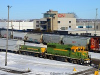 Heritage yard set CN 7600 is pictured rolling by CN's main Toronto administration building, also formerly used as the RTC centre until November 2020. Now basically the bunkhouse/hotel for Port Rob, Sarnia, Belleville or Capreol crews when needed.

