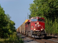 CP eastbound auto train, possibly no.734 I do not recall, heading eastbound through town at mile 2 of the North Toronto Subdivision.