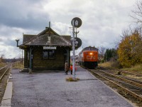 The weekend of October 23 & 24, 1965 saw the Upper Canada Railway Society run an excursion on each of the class one railways. The Sunday trip running on the Canadian National behind CNR CPA-16-5 6704 and FPA-4 6774 departed Toronto Union station for Georgetown via the Weston and Halton Subs, before heading up to Allandale along the Beeton Sub returning to Union Station via the Newmarket. Here, the train passes approaches the diamond at Inglewood.

<br><br>The excursion further <a href=https://www.railpictures.ca/?attachment_id=55179>up the line in Tottenham.</a>

<br><br>The Saturday excursion on the Canadian Pacific ran from Toronto - Hamilton - Guelph Junction - Orangeville - Toronto, <a href=https://www.railpictures.ca/?attachment_id=52063>seen here at Cataract.</a>

<br><br><i>Scan and editing by Jacob Patterson.</i>