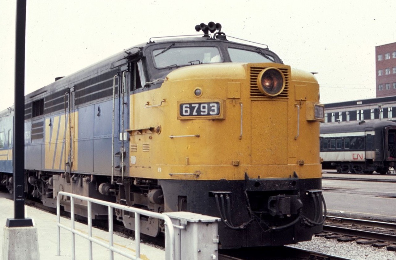 Those Via MLW FPA-4s were a staple at Toronto Union Station for many years. The 6793 is seen here awaiting assignment in July of 1982. I am still amazed that we could sign a release and go all over the facility in those "good old days!"