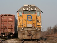 It was the start of spring and the weather in southern Ontario was more like summer with the temperature at the time of this photo over 20 degrees. FEC 709, part of the GEXR fleet at the time, rests in the afternoon sun waiting for its next assignment (likely came in on GEXR 431 earlier).