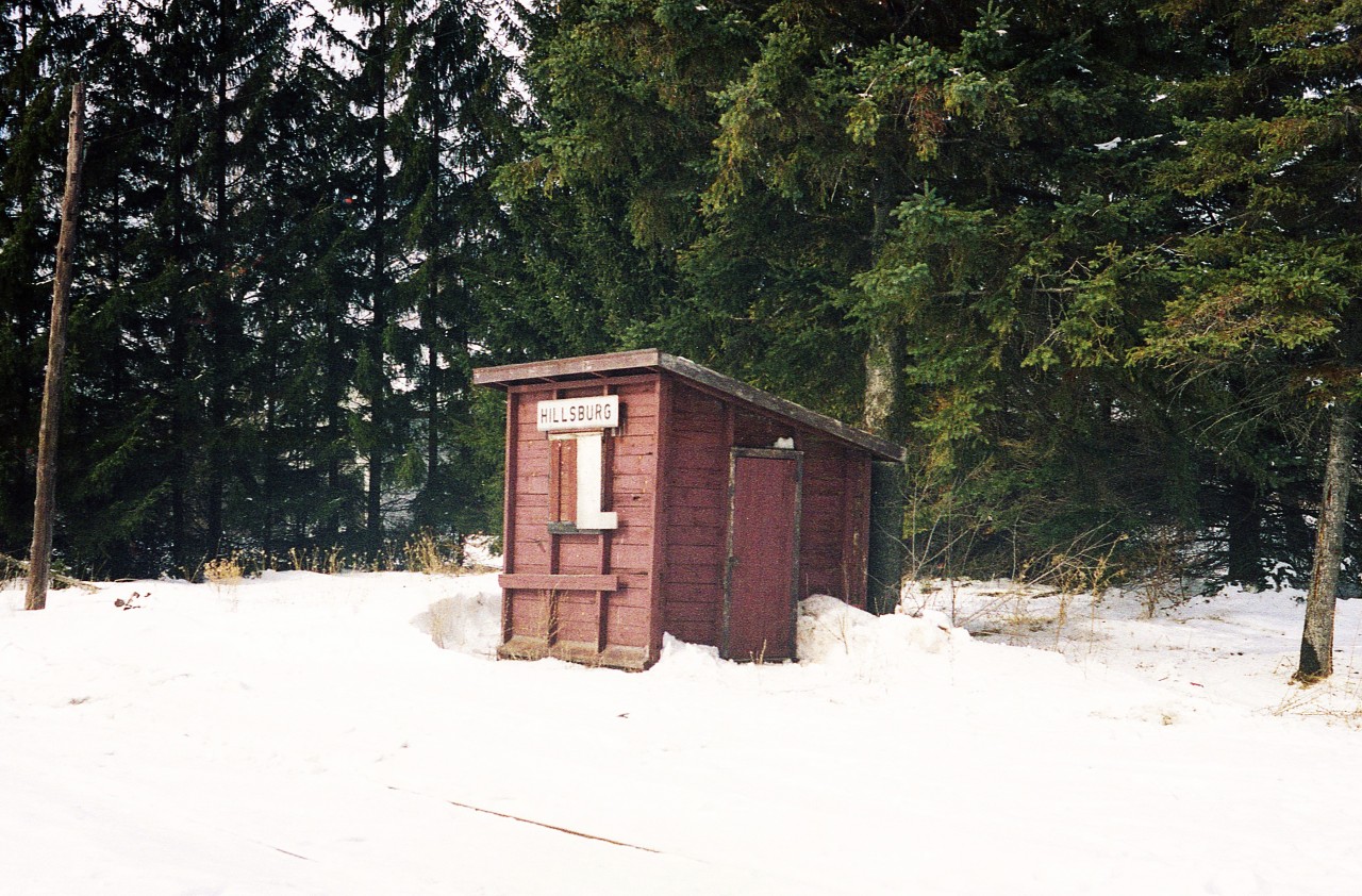 Yes, it WAS a station.  It is listed in a book of Ontario stations as a "flag stop" but it certainly doesn't look like it had seen much action by the time I got around to photographing it. And it hadn't. It has been a long time since passenger trains ran on the line and even in 1977 a freight move was something of a wonder for the locals. The previous station was removed and transferred to the nearby Lake Island Conservation area, and this replacement was deemed adequate.
The line eventually became part of the Canadian Pacific.
The old CVR (Credit Valley Railway)  Elora Sub was torn up in 1987 and it is now the Elora-Cataract trailway.
No idea where this 'fancy' structure ended up. Probably now residing in some local farm as a mini storage building.  Hope so.