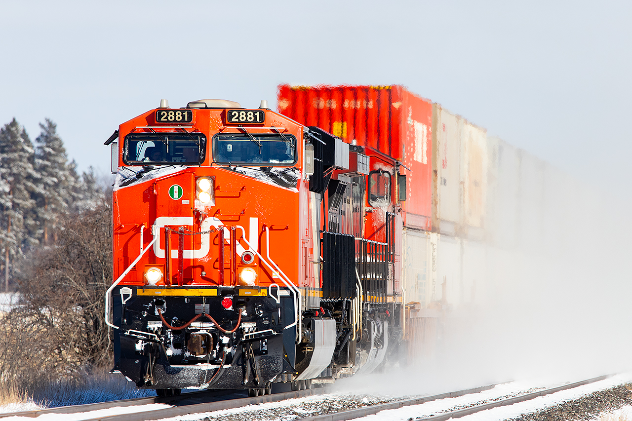 CN 2881 least an afternoon westbound on the north track through Trenton.