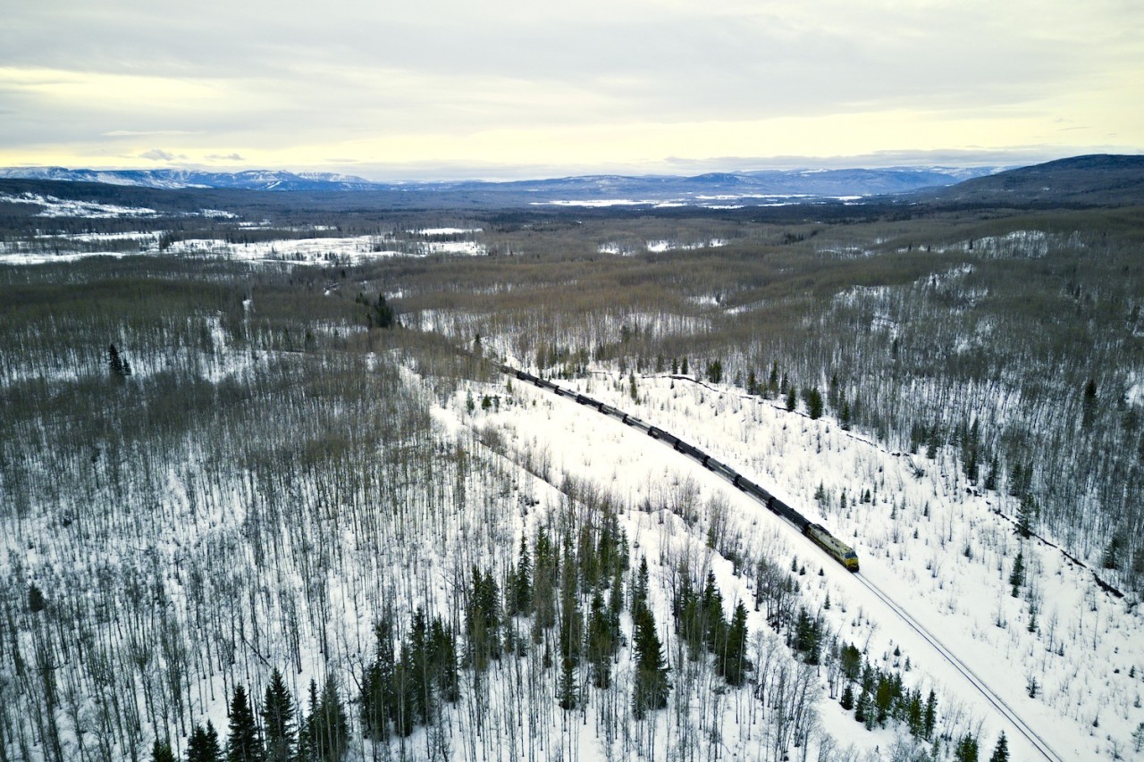 CN 2776 shoves a southbound LPG train towards Chetwynd BC.