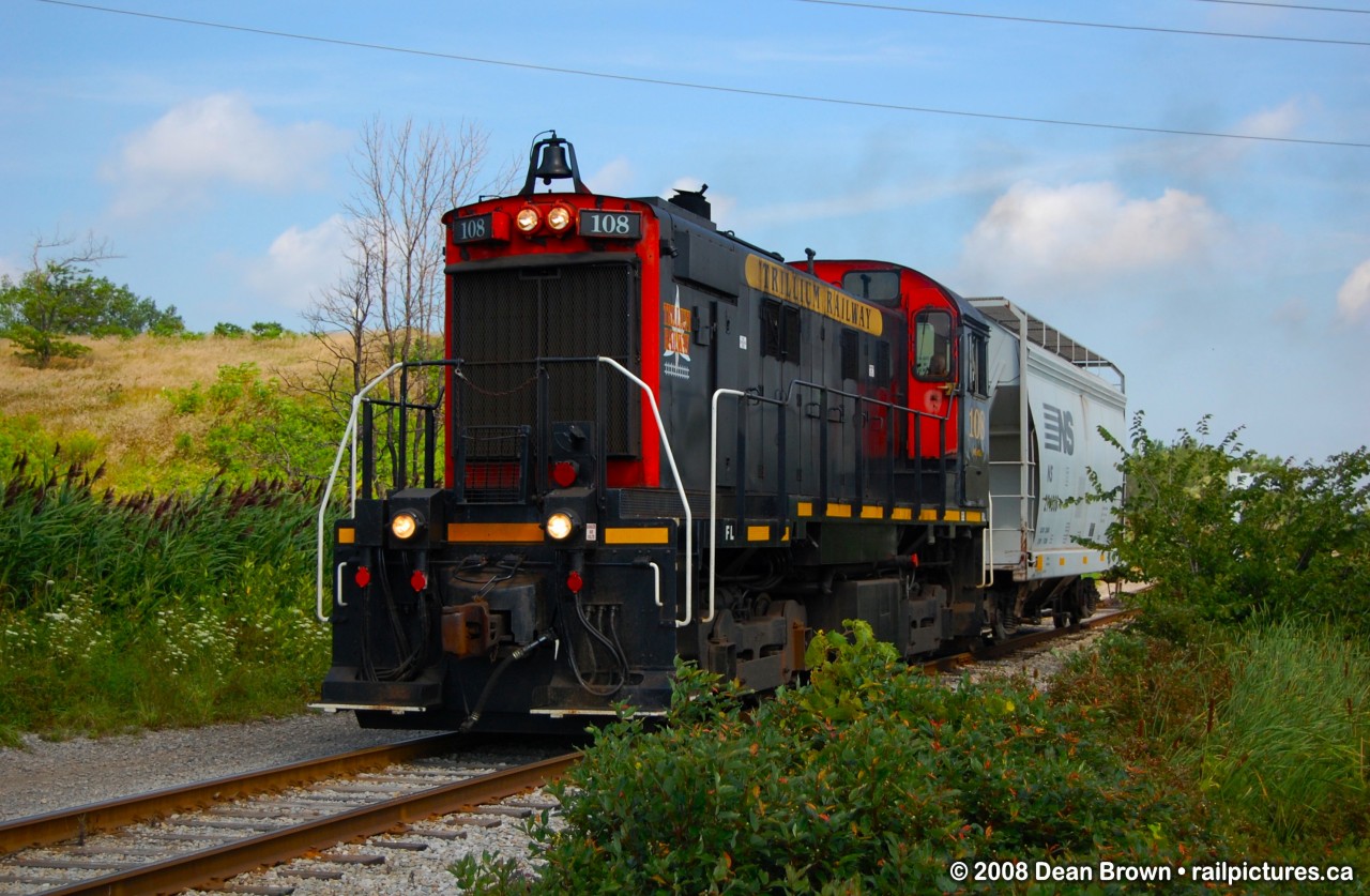 TRRY S-13u 108 heads southbound at Tunnel Bridge on the TR Canal Spur.