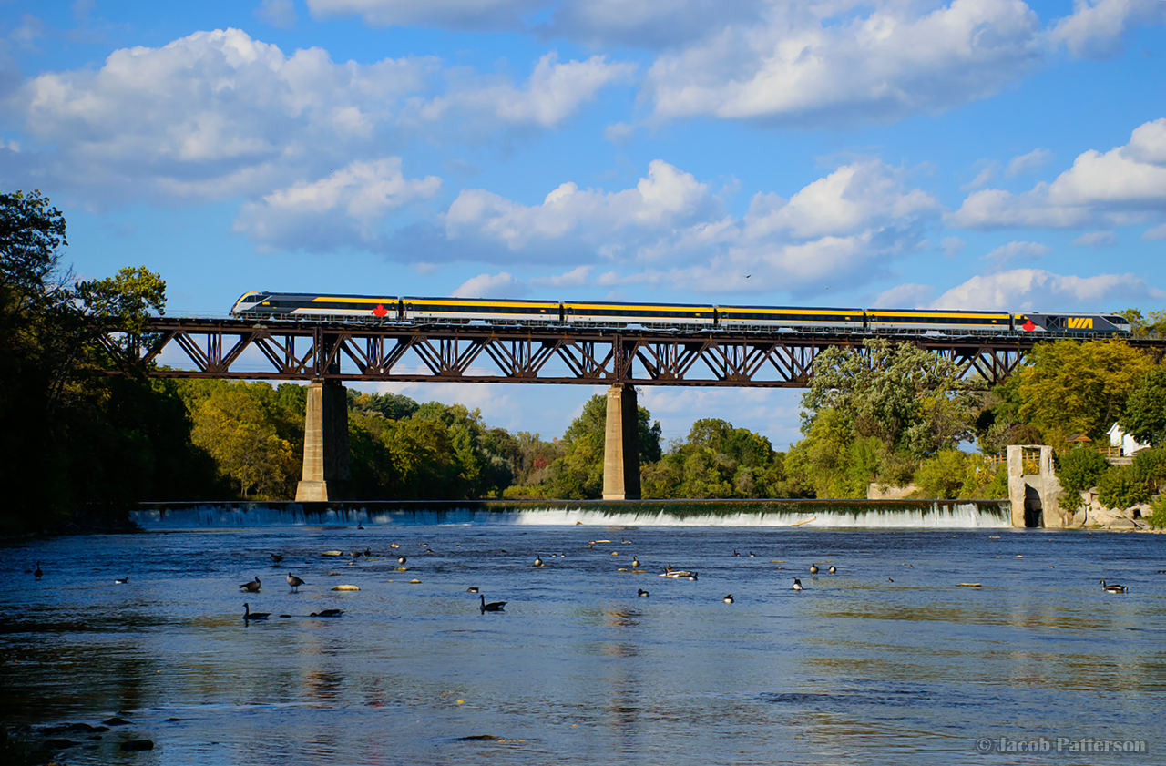 VIA 76 over the Grand and the geese.