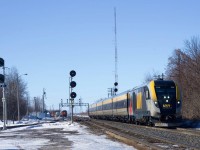 A late VIA 624 has just come off of the Alexandria Sub at Coteau as CN 538 works in the background.