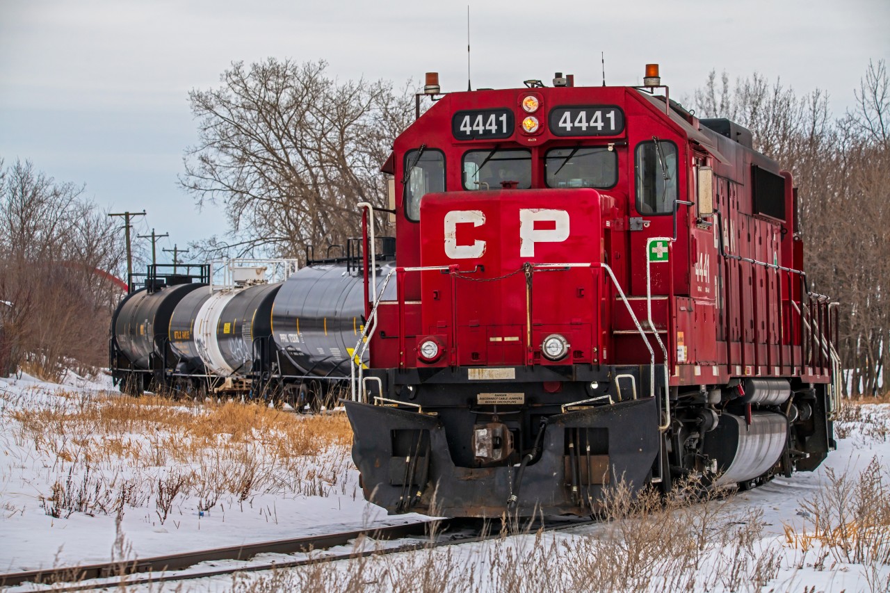 CP 4441 leading the way back in the the CPKC yard in St. Boniface after doing their weeky tanker switch out at Brenntag.