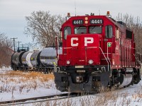 CP 4441 leading the way back in the the CPKC yard in St. Boniface after doing their weeky tanker switch out at Brenntag.
