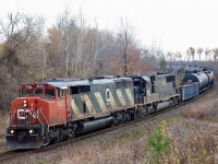 CN once had a decent variety of six axle cowl units, by the late 1990’s the small fleet of Bombardier HR616’s were gone. Then the 2000’s would claim the somewhat troublesome SD50F’s. The SD60F fleet along with the handful of demonstrator  SD50AF’s would soldier on through the 2010’s until being displaced by a large group of second hand standard cab ex Oakway SD60’s. This would leave CN’s Dash-8 cowls as the last Drapers on the roster until their retirement. The four demonstrator SD50AF’s 5500-5503 were unique as they were basically SD60F’s internally in a SD50F body. This day SD50AF 5503 was leading train 382 along with an IC SD70. By this time 5503 was running short on years remaining on CN’s roster and showing its age with damaged grills, replacement hood door and a good coat of weathering. Today the CN’s variety of cowls is certainly missed by railfans. 