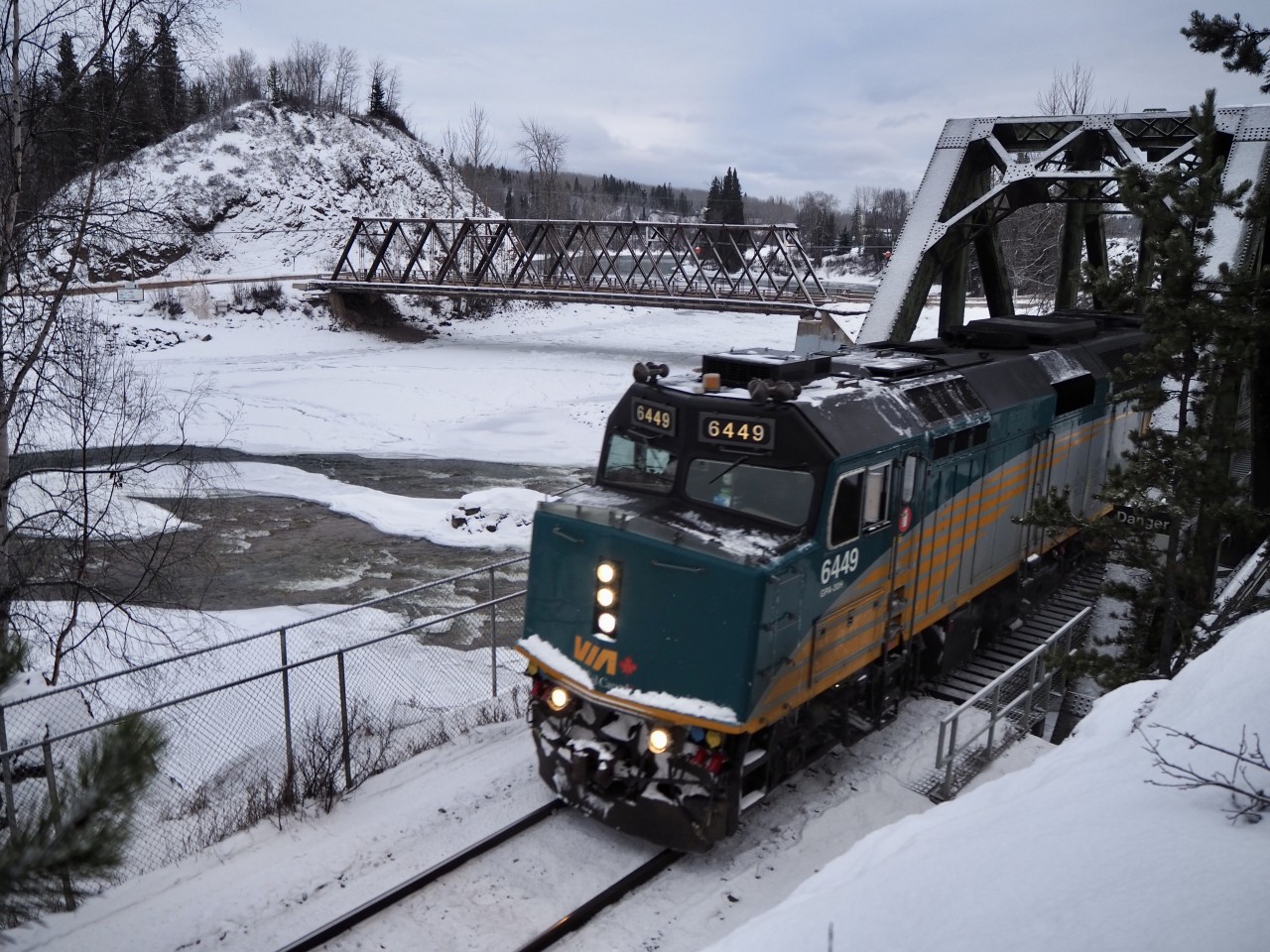 Here is the Rupert Rocket, blasting through the village of Telkwa BC, over the Telkwa river, all on the CN Telkwa subdivision. You know you are on an original Grand Truck Pacific Railway subdivision because it is named after the major river that runs parallel to it. This trend starts at McBride BC with the Fraser sub to Prince George, it continues to the Nechako sub to Endako, then Telkwa sub to Smithers, Bulkley sub to Terrace, and finally Skeena sub to Prince Rupert.