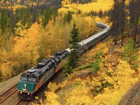 Just on the outskirts of Jasper, fall has fallen. That yellow, green, and red broken by the silver steak approaching the final station on the Albreda subdivision, Home. Home is named after Railway Hall of Famer, Harry Home. He’s a local Jasper legend and a foamer making us all look like amateurs. He has passed and I was fortunate enough to spend time with him while he was a passenger of mine when I was working the Skeena. Why is Harry so special? He was a major part of restoring CN 6060, he was one of the men that pitched the concept of the Rocky Mountaineer, he even organized the steam excursions for Expo 1986, all while he was hogging full time in Jasper for CN. CN had to ask him politely to retire well into his late 70s. 
